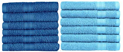 NatureMark Gästetücher – 12er Pack (30x50 cm), 100% Baumwolle, Oeko-Tex Zertifiziert, weich, saugfähig und pflegeleicht – Für Bad, Gäste & Spa – Hellblau/Royal