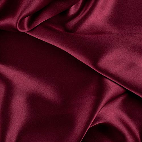 Bordeauxrot 100% Reine Seide Charmeuse Stoff Krepp Stoffe für Näharbeiten Breite 114 cm