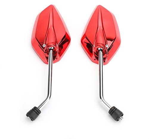Mad Hornets Motorrad-Spiegel, rot, 10 mm Gewinde, universal, für Motorrad/Fahrrad/Roller, 1 Paar – CW