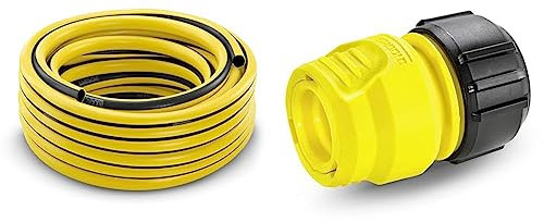 Kärcher 26451380 Primoflex 1/2 Hose, Grey, 20 m & 2.645-191.0 6.5 x 3.3 x 4.5 cm Universal Hose Connector - Yellow/Black