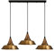 LEDSone Vintage Metal 3 Head Light Industrial Pendant Metal Shade, Hanging Ceiling Light E27 Holder Fitting with 50cm Ceiling Plate, Yellow Brass