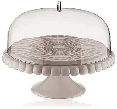 Guzzini - Tiffany, Présentoir à Gâteaux avec Cloche - Gris Tourterelle, Ø 36 x h28 cm - 199400158