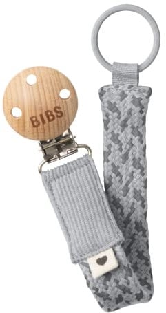 BIBS Paci Braid. Schnullerkette. Bio-Baumwolle. Dänisches Design, Einheitsgröße (0-36 Monate), Cloud/Iron