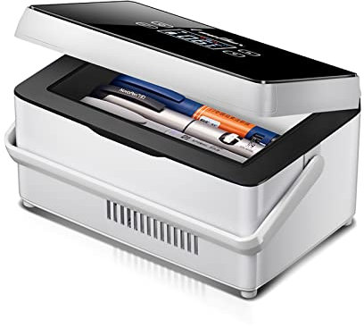 Dispositivo di Raffreddamento Portatile per Insulina Scatola Refrigerata Display a LED Custodia per Refrigeratore per Insulina auto Frigorifero Piccolo Frigorifero Mini Scatole Fredde 3 Batterie