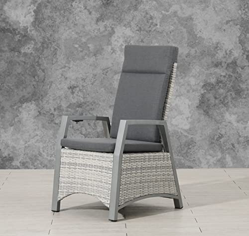 Gardissimo Aluminium XXL Polyrattan Movesessel Medan Ice White, inklusive Auflage, mit stufenlos Verstellbarer Rückenlehne, 120 kg Tragkraft, absolut wetterfest/Sessel