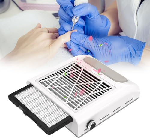 AISEELY 80W Aspirador Polvo de Uñas, Aspirador de Uñas de Manicura Profesional con 1 Filtro Reutilizables, Aspirador de Mesa Potente de Velocidad Ajustable para Manicura en El Salón O en El Hogar