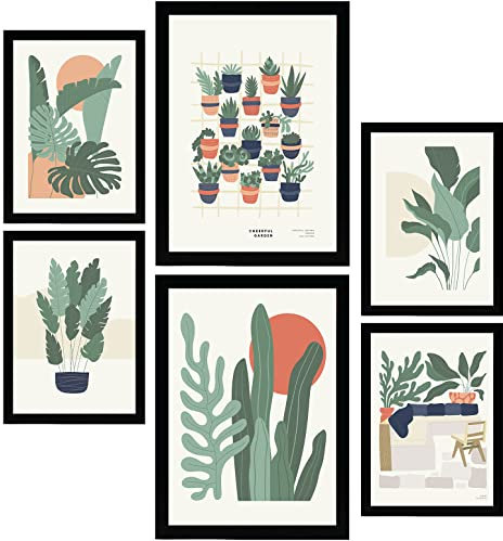 Nacnic Set di 6 Poster Minimalismo in Colori Pastello. Piante del deserto. Stampe di paesaggi e natura per l'interior design e la decorazione. A3 & A4, senza cornici.