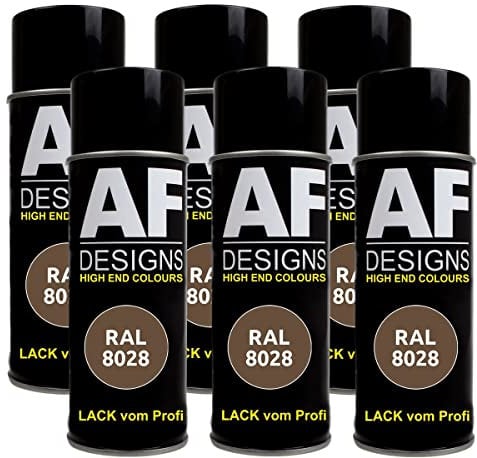 Alex Flittner Designs Lackspray RAL 8028 TERRABRAUN seidenmatt 6x 400ml Spraydose Buntlack Autolack