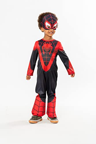 Rubies – Offizielles Marvel – Spiderman – Klassisches Spinn Miles Morales Kostüm für Kinder – Größe 2 bis 4 Jahre – Spidey und seine Freunde – Kostüm mit Overall und Maske – für Halloween, Karneval