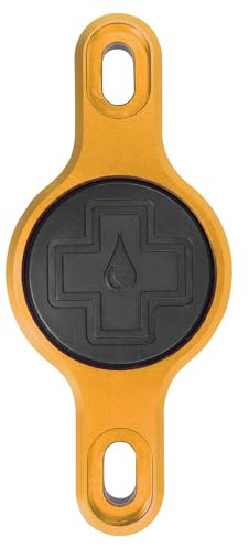 Muc Off Secure AirTag Holder - Machined Aluminium Mount Compatiable with Apple AirTag - Fits Standard Bottle Cage - Anti-Theft Security Bolts - Reduces Tracker Rattle - Gold