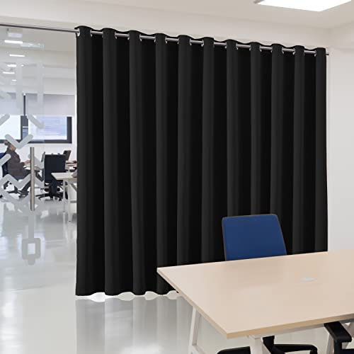 Raumteiler Vorhang Schwarz Privatsphäre Vorhänge Raumteiler für Wohnzimmer Heimkino Konferenzraum Extra Breit Verdunkelungsvorhang Paneele Mehrzweck-Hintergrundvorhang, 4.6 m breitx2.7 m hoch, 1 Panel