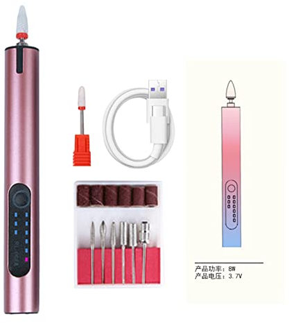 Nail Machine for Acrylic Nails, Electric Nail Drill, Portable Nail Buffer Fingernail, Multi-Function Toe Nail Polisher Grinding Burnishing Machine For Home Salon(Pink)