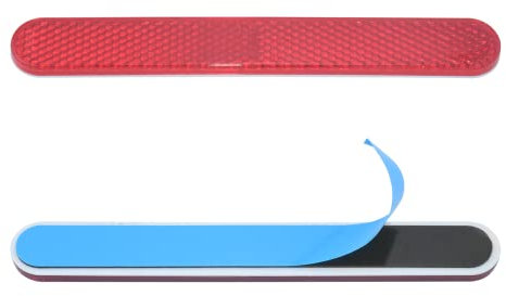 Aiyomi 2 Stück 140 x 18 x 6mm Roter Rechteckiger Reflektor Rückstrahler Katzenauge für Motorrad Fahrrad Multifunktional Scooter Selbstklebend Hinten E4 Roter