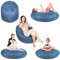PATCH HOME Sitzsack 2 in 1 Sitzkissen Bodenkissen für Erwachsene & Kinder - Gaming mit Füllung Kissen Sessel BeanBag (Blaugrau, Ø 155cm)