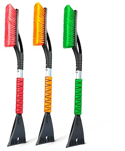 EcoNour Brosse à Neige en Aluminium de 68,6 cm avec grattoirs à Glace pour Pare-Brise et fenêtre de Voiture | Grattoir à Neige et Brosse avec poignée Ergonomique en Mousse – Accessoires d'hiver
