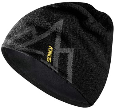 Joscoal Merinowolle Beanie Unisex Merino Wolle Mütze - Atmungsaktive Haube für Damen und Herren, Strickmütze Warme Sportmütze Hat für Herbst und Winter, Schwarz