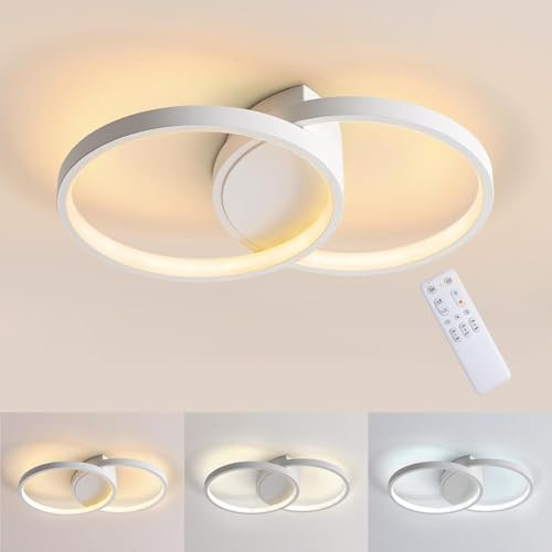 FANLG LED Deckenleuchte Dimmbar, 45CM Ring Lampe Modern Deckenlampe Wohnzimmer 28W 3000-6000K Schlafzimmerlampe LED Deckenlampe für Schlafzimmer Küche Flur Kinderzimmer Wohnzimmer