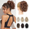 REECHO Pferdeschwanz Haarverlängerung, 23 cm Kurze lockige gewellte Haarklammer Haarteil Pferdeschwänze Haarverlängerungen Haarteile für Frauen Ponytail Extension
