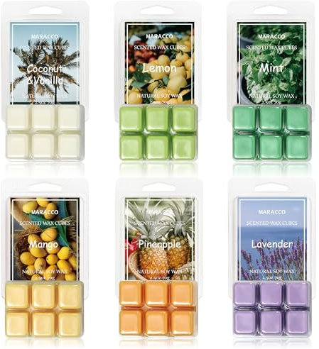 FUND AMLIGHT Scented Wax Melts, Soy Wax Cubes for Wax Warmer, Wax Melts Wax Cubes, Christmas Wax Melts Gift for Women, 6 x2.5oz(6 x 70g