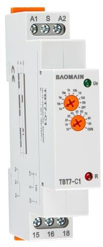 Baomain Relé temporizador multifunción, retardo de apagado, 16 A SPDT 12-240 VAC/DC, TBT7-C1