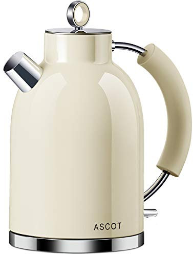 ASCOT Kettle Electric, Cordless-Fast-Boil, Stainless Steel Filter Kettles Tea Heater & Hot Water Boiler, 1.5L, 2200W, Automatic Shutoff, Boil-Dry Protection Kettle (Beige)