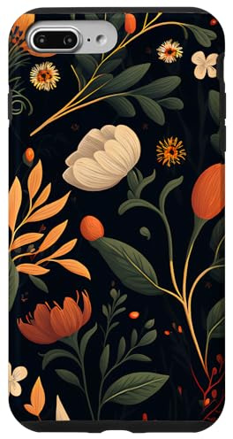 Orange und schwarzes Blumen-Muster-dunkles Blumen Hülle für iPhone 7 Plus/8 Plus