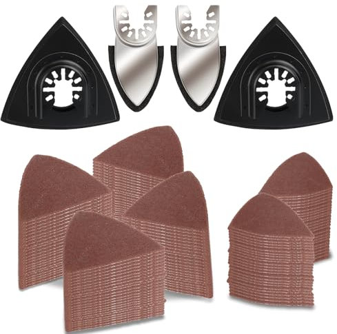 154 PCS Carta Vetrata per Levigatrice Triangolare, Carta Abrasiva Levigatrice Delta Adatto con 4 Pad Titolare per la Maggior Parte Dei Modelli, Set Di Carta Abrasiva Tra Cui 60/80/120/180/240 Grana