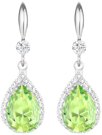 Linawe Ohrringe Grün Grüne Ohrringe Modeschmuck, Silber Schmuck Set Damen, Tropfen Ohrringe Hängend, Kristall Diamant Diamanten Hängende Ohrringe, Große Ohrringe Hochzeit Moissanite