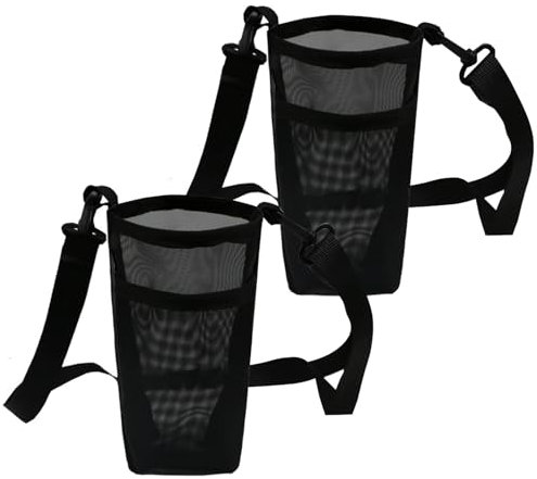 2 Pack Lightweight Water Bottle Holder with Shoulder Strap - Black Water Bottle Carrier for Sports, Gym, Cycling, and Travel