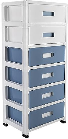 Cajonera de plástico de 6 niveles, caja de plástico con ruedas, organizador extraíble para el hogar, carrito con cajones, para dormitorio, salón, casa, hotel, oficina