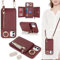 ELTEKER Mobile Phone Case for iPhone 11, Case with Strap, Card Slot, Mobile Phone Chain Ring Holder, Wallet, Leather Flip Case, Shoulder Bag, Mobile Phone Case for iPhone 11 - Wine Red