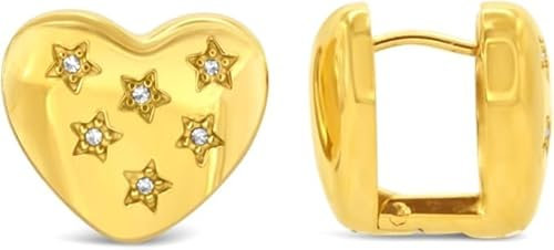 ARS-ARGENTI Boho Ohrringe Damen Mädchen Sterling Silber 925 Gold 18K - hypoallergen (Edle minimalistische doubleside Ohrringe in Herzoptik SADIE Edelstahl 18K vergoldet 16x3mm)