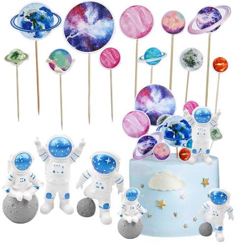 14 Stück Planeten Deko, Weltraum Kindergeburtstag, Tortendeko Weltraum Weltraum Deko Astronaut Kuchen Deko Astronauten Kuchendekoration Astronautenfiguren Für Weltraum Partyzubehör Planet