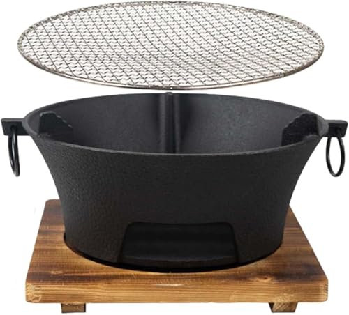 BBQ Holzkohlegrill, Gusseisen-Holzkohlegrill, Hibachi-Grill, Mini-Holzkohlegrill, Campingkocher, tragbarer Grillkocher, Herd für drinnen und draußen, Picknick, Grillparty, Zuhause, Picknick, Camping