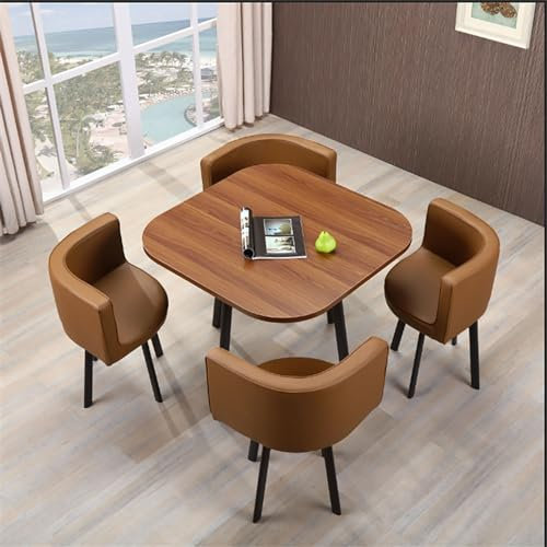 Runder Konferenztisch, 1 Tisch Und 4 Stühle, 5-teilig, Platzsparende Möbel, Büro-Konferenztische Für Wohnzimmer, Esszimmer (#14)