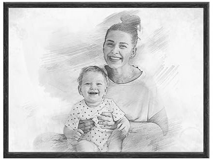 STEIGEL® Dein Foto als handgezeichnetes Bleistiftportrait/personalisiert und einzigartig/Familie/Partner oder als Erinnerung an dein Haustier (Poster, 40x30 cm)