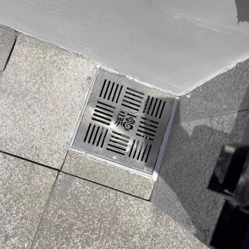 Canaleta de Drenaje Rejilla de Metal para Desagüe de Suelo de Patio, Rejilla de Drenaje de Alcantarillado Exterior Cuadrada, Rejilla para Sumidero con Base, Rejilla de Filtro de Agua para Suelo(30x30c