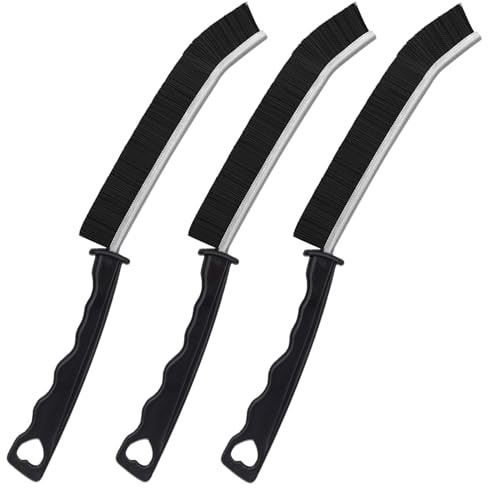 3 Pcs Crevice Cleaning Brush,Hard Bristle Premium Crevice Cleaning Tool | for Narrow Corners in Home Kitchen Bathroom and Window Groove,Black