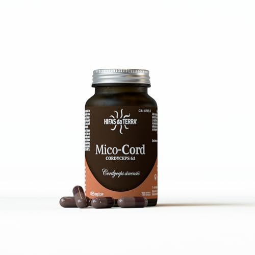 HIFAS DA TERRA - Mico-Cord Reiner Cordyceps Sinensis Pilzextrakt - Cordyceps Kapseln Hochdosiert 6:1, 853,2 mg pro Tag - 70 Kapseln