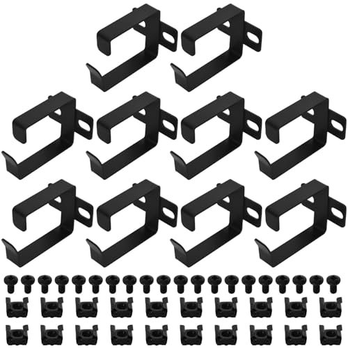 10 Pack Ganchos Anillas en D para Organizar Cables, Soportes de Gestión de Cables con Tornillos y Tuercas para Rack de Servidor Vertical de 1U, Organizador de Cables para Racks, Gabinetes