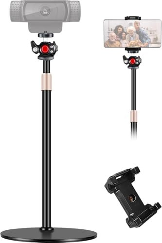 Etour Webcam Stand for Desk, Raise Height Desktop Stand with Adjustment for Logitech Webcam C920 C922 BRIO, 360°Rotatable Ballhead Desktop Tripod for Live Streaming/Video Calling with 1/4 Thread