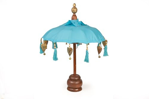 SOMBRILLA S/MESA TURQUESA EN SOP. MADERA