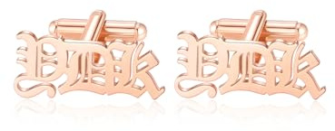 Jovivi 1 Paar Personalisierte Manschettenknöpfe Herren Manchettenknoepfe Edelstahl Cufflinks mit Namen Initialen Datum Gravur Manschettenknöpfe für Männer Hochzeit Bräutigam Jubiläum (Rotgold)
