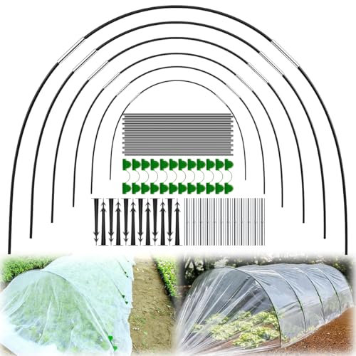 Arceau pour Serre Tunnel,Tunnel Jardin Potager,Arceaux Serre de Jardin,Arceau de Jardin,Kit Cerceau de Jardin pour Serre,Cadre pour Serre de Jardin,Clips pour Serre,Tunnel de Culture pour Plantes