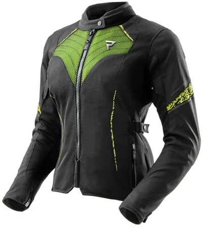 REBELHORN Jax Lady Motorradjacke Damen | Textil | Ellbogen, Schulter und Rückenprotektor Stufe 2 | Abnehmbar Humax Membran | Große Mesh Belüftungspaneele | Größen bis 10XL