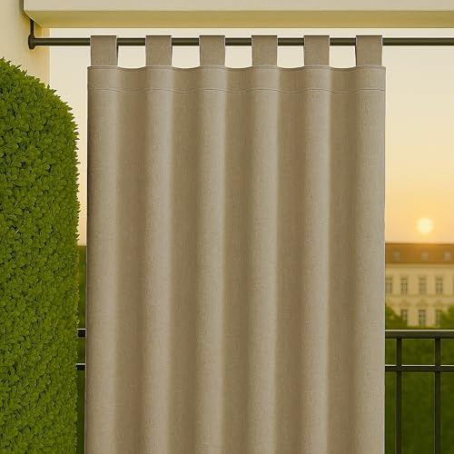 Byour3 - wasserdichte Sonnensegel für den Außenbereich mit Schlaufen aus schimmelfestem Stoff - Seitenvorhang für Pavillon mit Ringen aus Stoff für Terrasse Balkon Pergola Patio (Beige, L.350 x 285H)