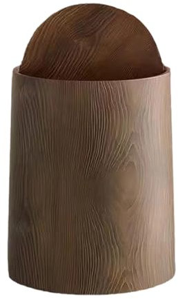 Bkazwe Poubelle de salle de bain avec couvercle en grain de bois - Poubelles rotative minimaliste avec interne amovible Corbeille à papier Vintage - Convient pour les ordures de bureau chambre