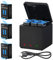 AFAITH Chargeur 3 Batteries pour GoPro Hero 9/10/11/12 Noir - 3 Accus Lithium-ION, Organisateur de Charge avec Câble USB Type C