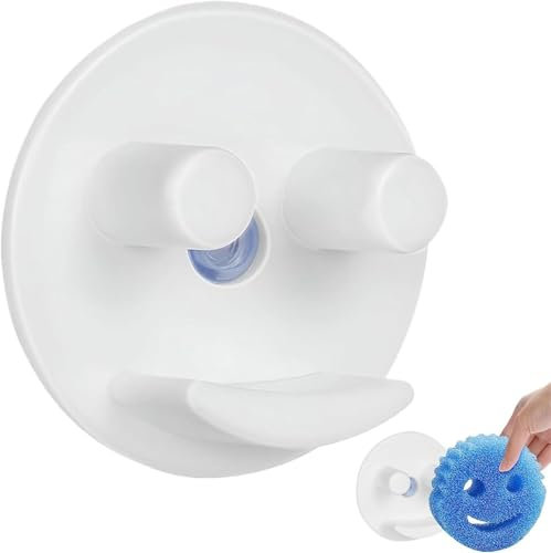 Smiley Face Porte-éponge à récurer à ventouse pour évier, porte-éponge de cuisine, support pour récurer Daddy Mommy Évier (éponges non incluses)