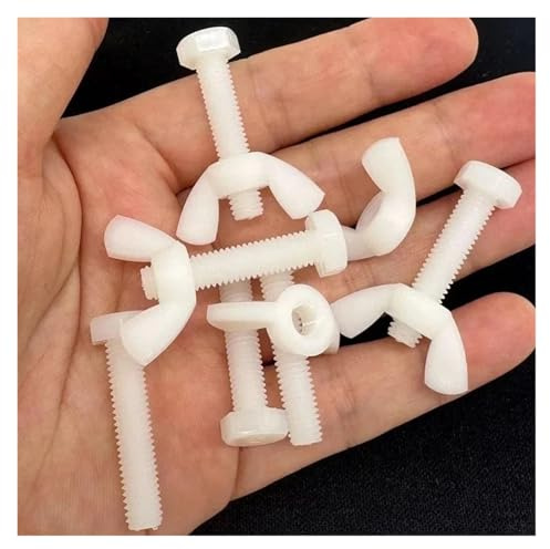 Générique Lot de 2 à 30 vis hexagonales extérieures blanches en nylon M3 M4 M5 M6 M8 M10 M12, écrous papillon, boulons en plastique isolés métriques, ensemble combiné(M8x60mm-10 sets)
